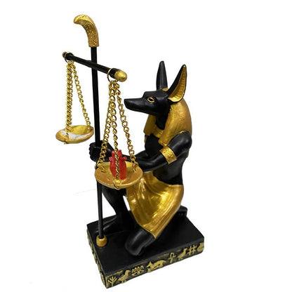 Anubis - Weighing the heart against the feather of Maat - Desktop Statue - Mystic Machine Art