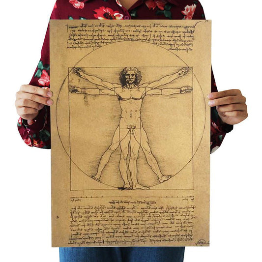 Da Vinci hand drawn Ventruvian Man - Mystic Machine Art
