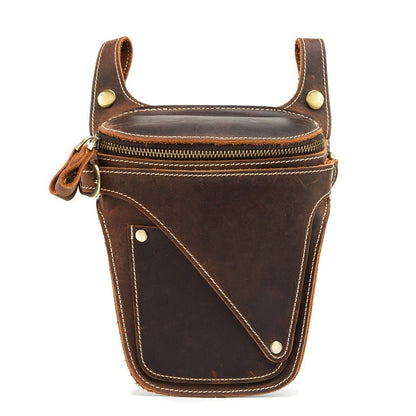 Dark Brown Leather Waist Bag - Mystic Machine Art