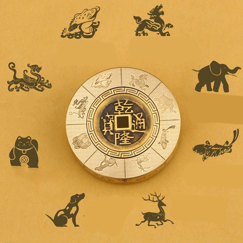 High Quality Laser Engraved Brass Chinese Zodiac Decompression Spinner - Mystic Machine Art