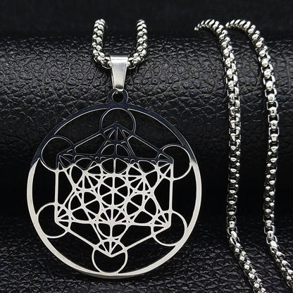 Moon Goddess Necklace Meditation Stainless Steel Hollow Pendant Necklace - Mystic Machine Art