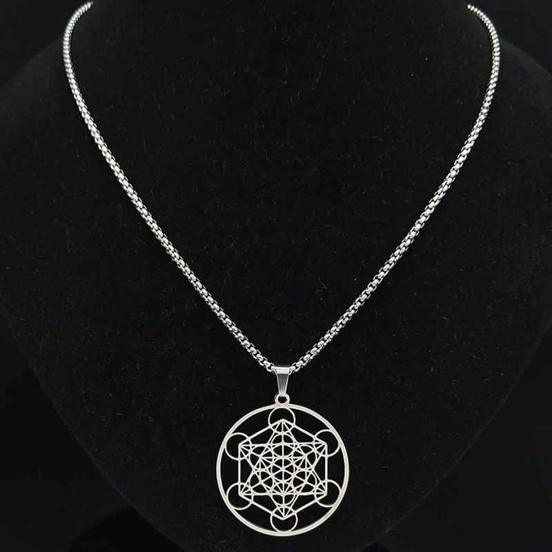 Moon Goddess Necklace Meditation Stainless Steel Hollow Pendant Necklace - Mystic Machine Art