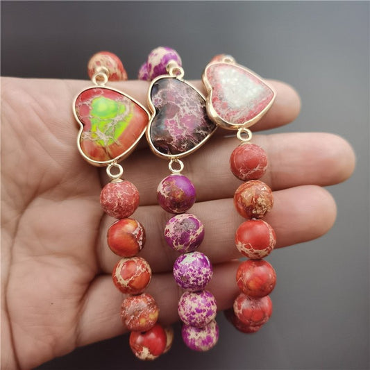 Multi-color Emperor Stone Heart Bracelet - Mystic Machine Art