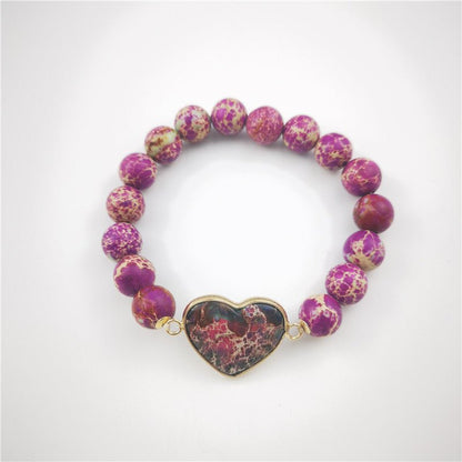 Multi-color Emperor Stone Heart Bracelet - Mystic Machine Art