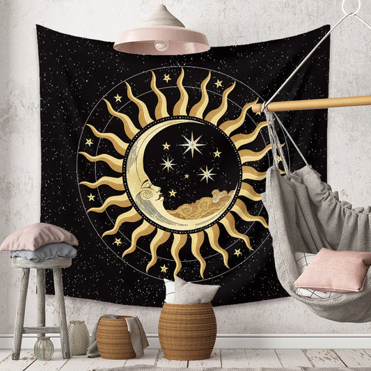 Mystic Sun Moon and Stars Tapestry - Mystic Machine Art