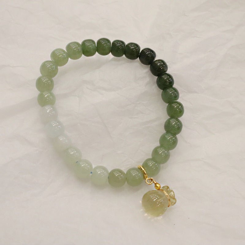 Natural Hotan Qingshui Gradual Change Jade Barrel Bead Bracelet - Mystic Machine Art