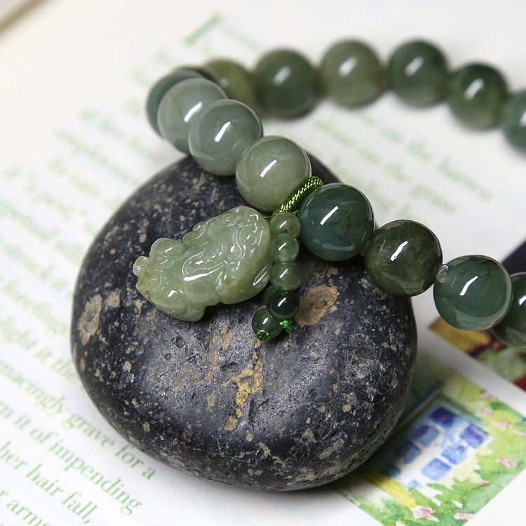 Natural Jadeite Pixiu Pendant Jade Bracelet - Mystic Machine Art