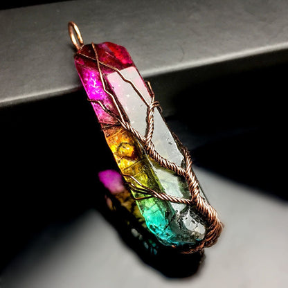 Natural Stone Pendants 7 Chakra Rainbow Jewelry DIY Quartz Tree of Life Reiki Healing Pendant Pendulum 1 - Mystic Machine Art