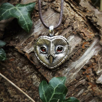 Owl Head Guardian Pendant Necklace - Mystic Machine Art