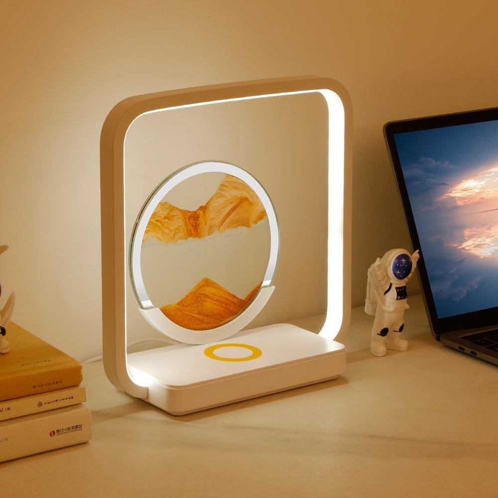 Quicksand Painting Table Lamp Small Night Lamp Wireless Charger LED Lamp Usb - Mystic Machine Art