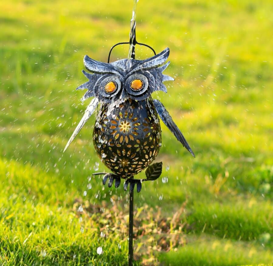 Solar Light LED Owl Iron Lantern - Mystic Machine Art