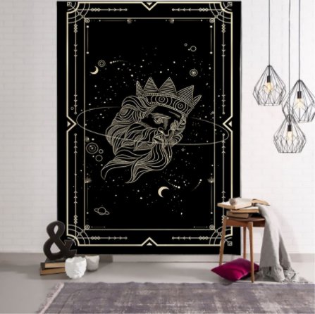 Witchcraft Tarot Tapestry Wall Hanging Black - Mystic Machine Art